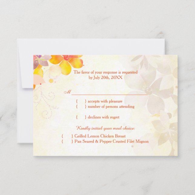 Cute Wildflowers Garden Wedding Meal Choice RSVP (Anverso)