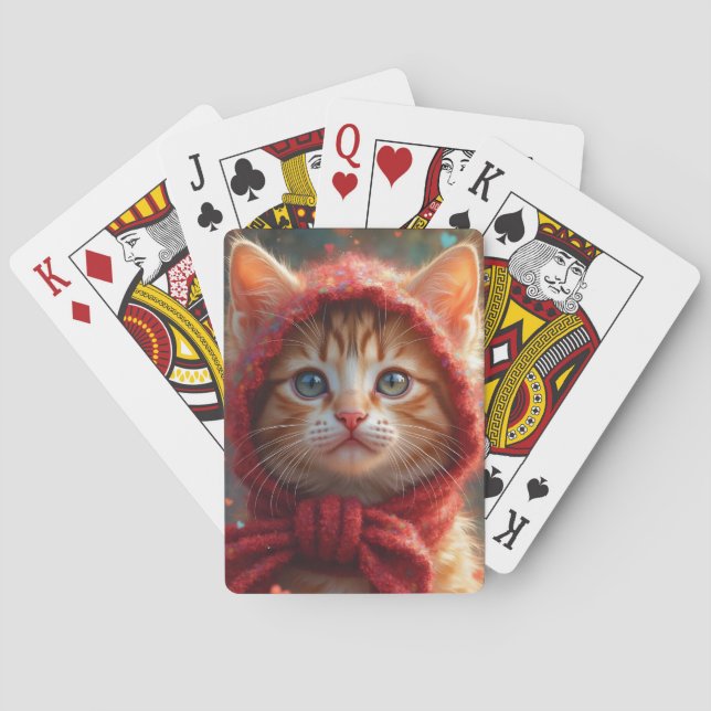 CUTE WINTER GINGER NAVIDADES CAT jugar cartas (Reverso)