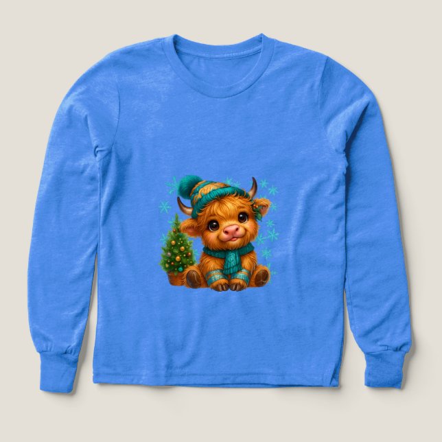 Cute Winter Highland Cow Christmas Art – Cozy Baby (Diseño frontal)
