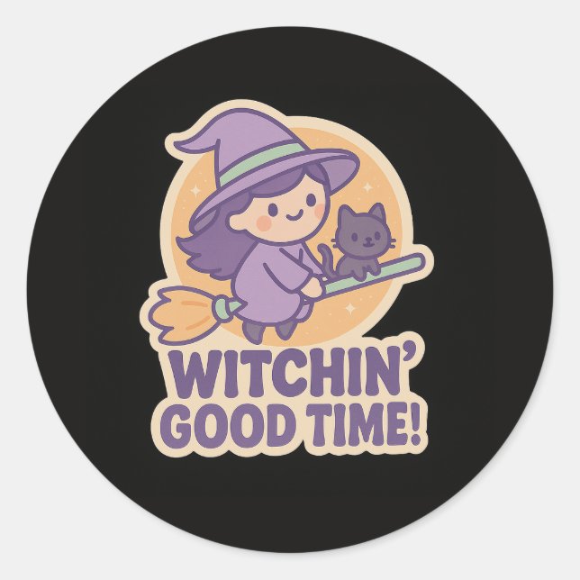 Cute Witch Halloween Pegatina para niños (Anverso)