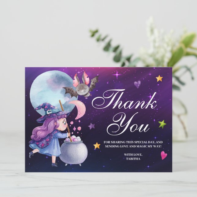 Cute Witch Halloween Tarjeta de agradecimiento (Anverso de pie)