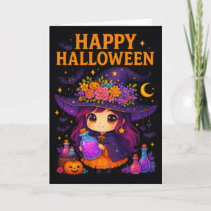 Cute Witch Halloween Tarjeta de felicitaciones dob