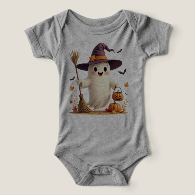 Cute Witchen Ghost Halloween Baby Bodysuit (Diseño delantero )