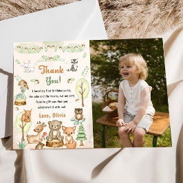 Cute Woodland Animales Cumpleaños Tarjeta de agrad