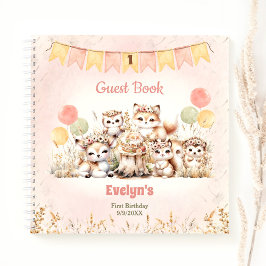 Cute Woodland Animals 1er libro de invitados Chica