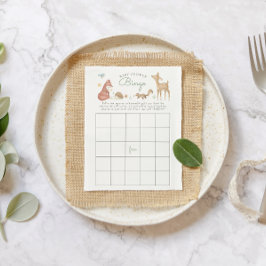 Cute Woodland Baby Shower Bingo Card