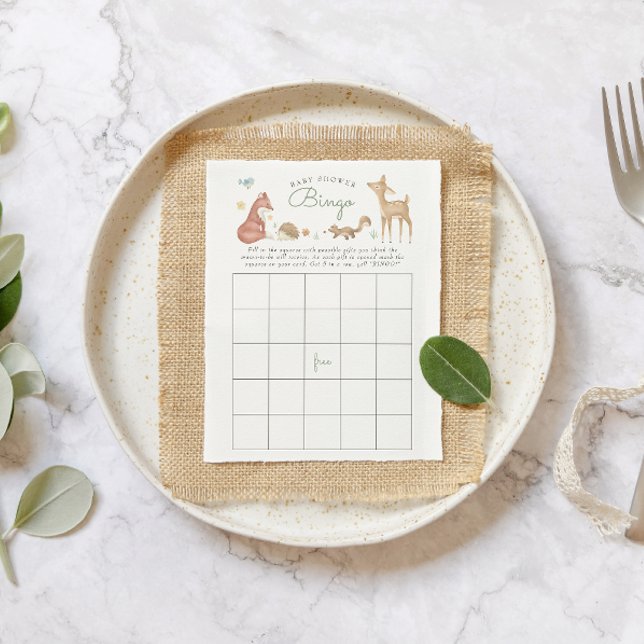 Cute Woodland Baby Shower Bingo Card (Subido por el creador)