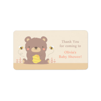 Cute Woodland Bear Baby Shower Gracias Etiquetas
