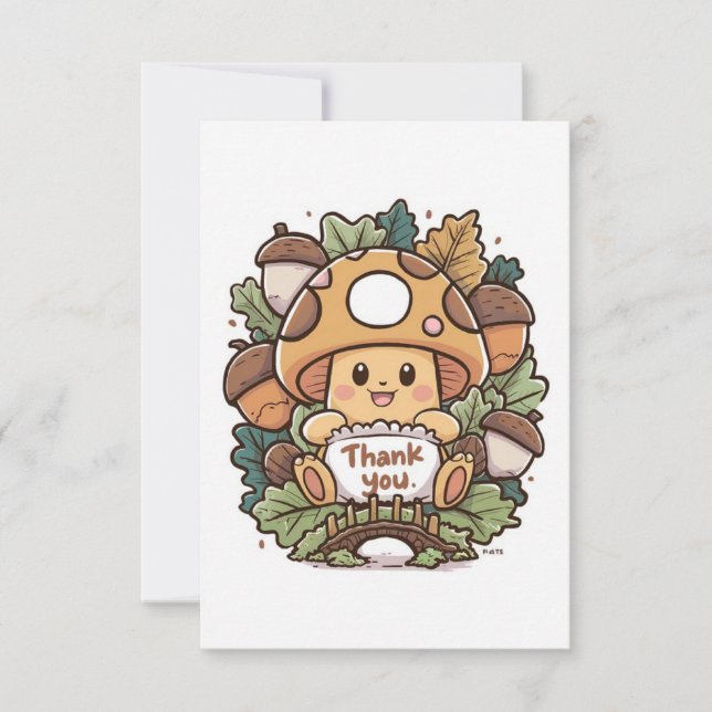 Cute Woodland Mushroom Tarjeta de agradecimiento (Anverso)