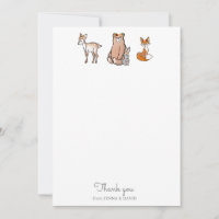 Cute Woodland | Tarjeta de agradecimiento de Baby 