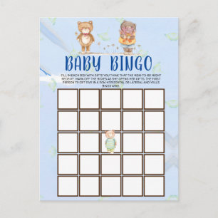 Cute Woodland Teddy Bear Tarjeta de Bingo Baby Sho