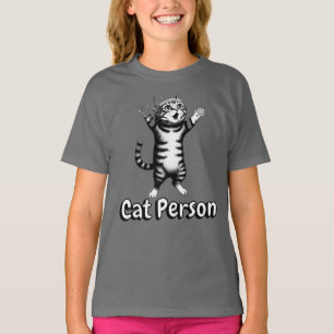 Cute y caprichosa camiseta gris de gato atigrado p