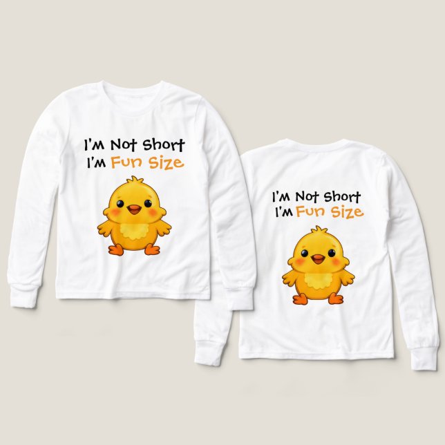 Cute Yellow Chick Fun Size Quote Design (Diseño frontal y trasero)