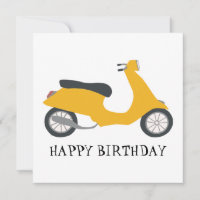Cute Yellow Scooter Birday PERSONALIZAR Tarjeta de