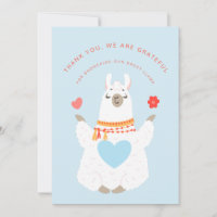 Cute Yoga Llama Baby Shower Tarjeta de agradecimie