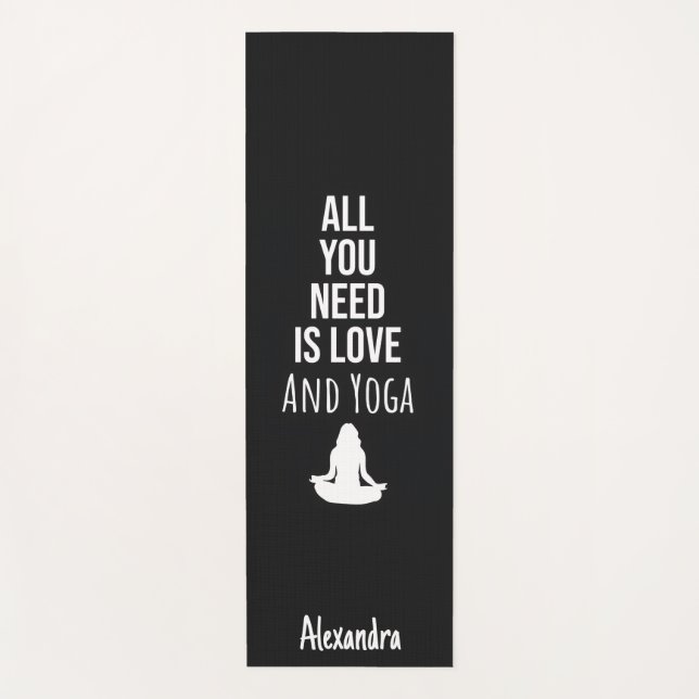 Cute Yoga Mat Yogi Modern Unique Meditation Black (Anverso)