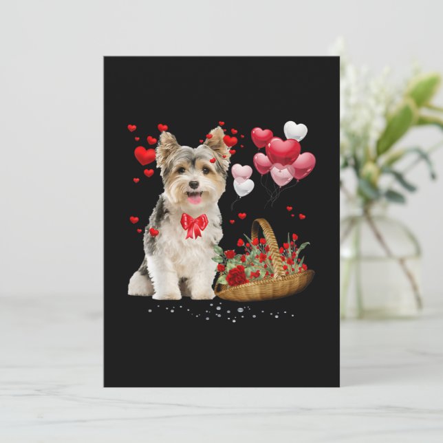 Cute Yorkshire Terrier Balloon Balloon Heart Valen (Anverso de pie)