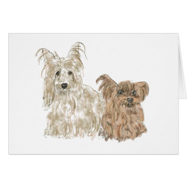 Cute Yorkshire Terriers Funny Yorkies Animal Art (Anverso (Horizontal))