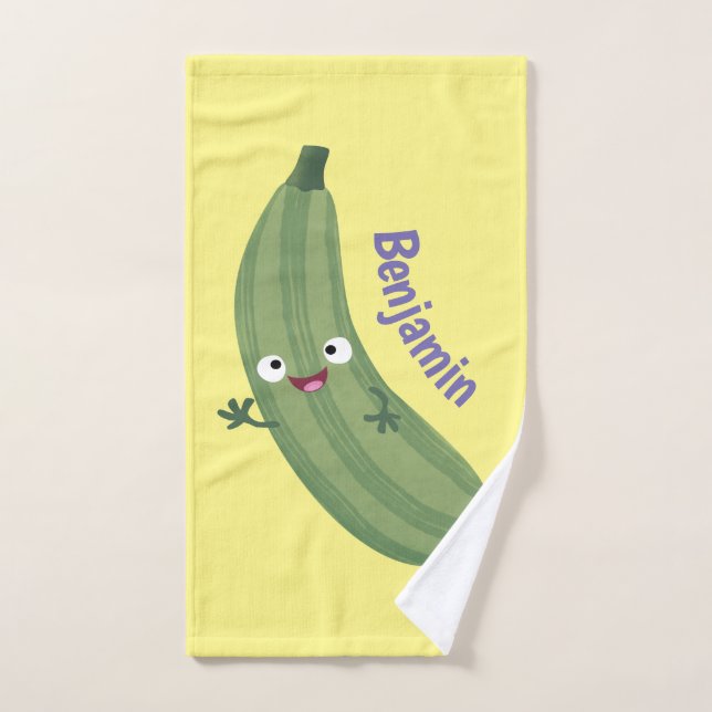 Cute zucchini feliz personalizado ilustracion (Toalla de mano)