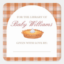 Cutie Pie Baby Shower Bookplate Pegatina
