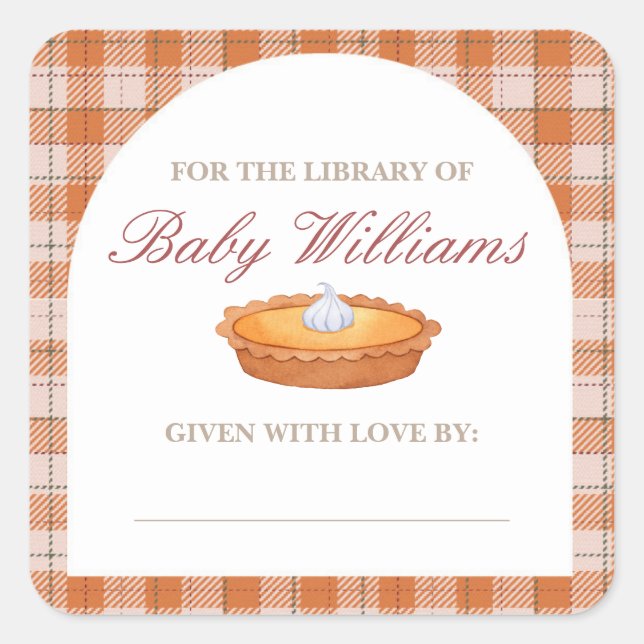 Cutie Pie Baby Shower Bookplate Pegatina (Anverso)