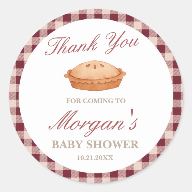 Cutie Pie Baby Shower Round Pegatina (Anverso)