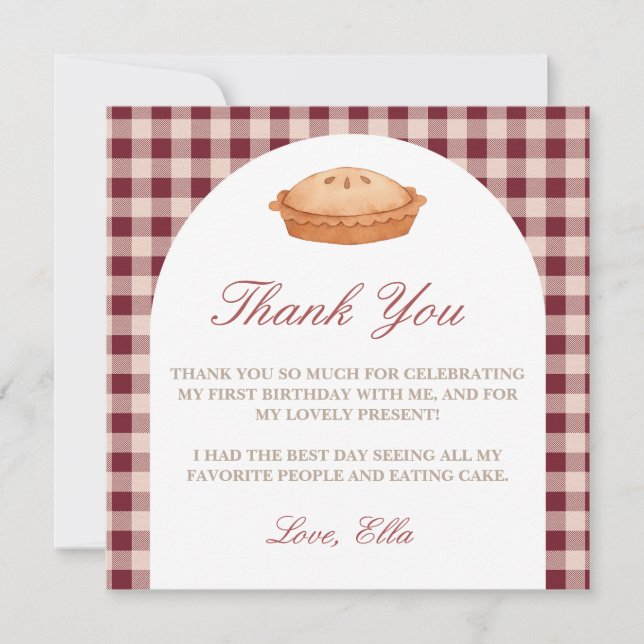 Cutie Pie Cumpleaños - Tarjeta de agradecimiento (Anverso)