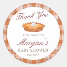 Cutie Pie Fall Baby Shower Round Pegatina