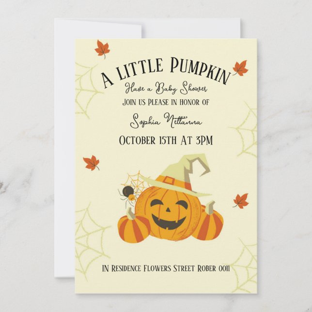 Cutie un pequeño calabaza bebé tarjeta de ducha ha (Anverso)