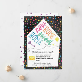 Cuto arcoiris casa con tarjetas de Invitación móvi