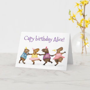 Cuto baile capybaras tarjeta de cumpleaños persona