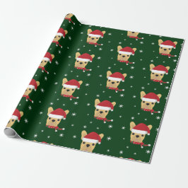 Cuto Bulldog francés Santa Hat Papel de envolvimie