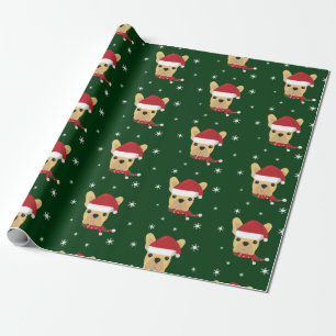 Cuto Bulldog francés Santa Hat Papel de envolvimie