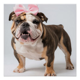 Cuto Bulldog Perro Poster arte en pared