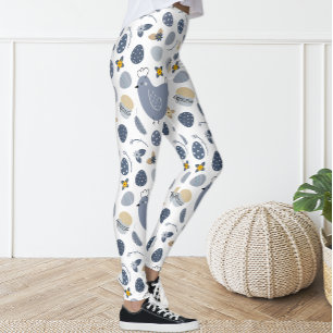 Cuto colorido Divertido pollo Floral Leggings