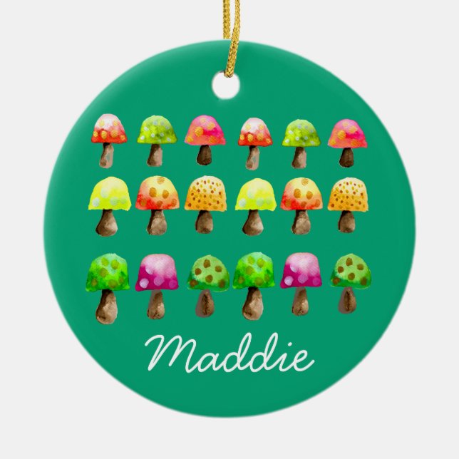 Cuto colorido hongos adorno cerámico (Frente)