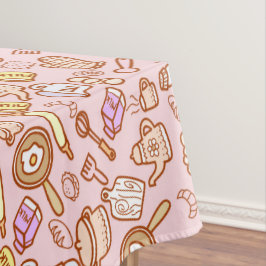 Cuto de cocina con manteles rosas