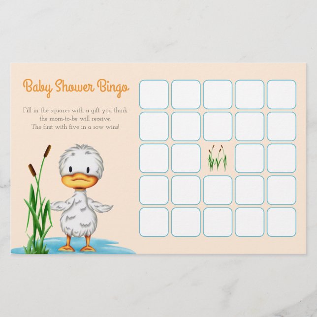 Cuto Duckling en una tarjeta de bingo Baby Shower  (Anverso)