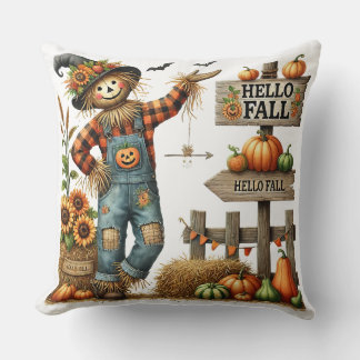 Cuto "Hello Fall" Scarecrow Cojín decorativo