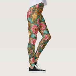 Cuto intrincado color floral suave Leggings