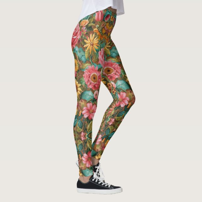 Cuto intrincado color floral suave Leggings (Derecha)