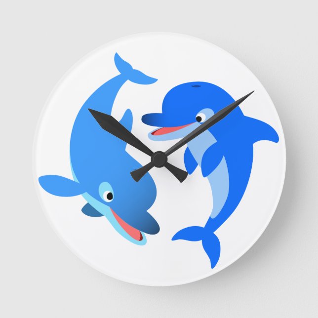 Cuto juego Personalizado delfines reloj de pared (Anverso)