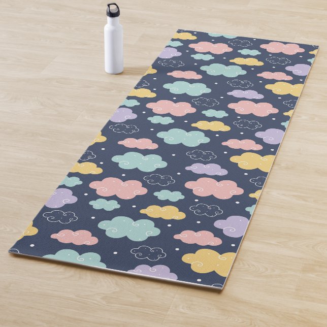 Cuto Kawaii Cloud Pattern Yoga Mat (In situ)