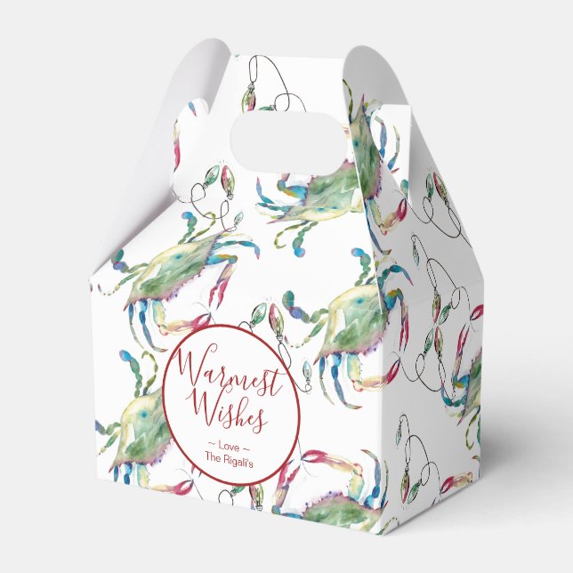 Cuto Navidad acuarela Cajas favoritas de cangrejo  (Front Side)