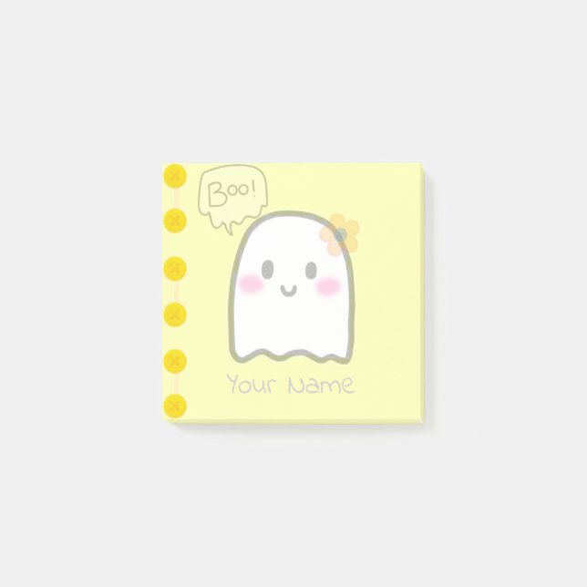 Cuto nombre fantasma acuarela notas amarillas (Anverso)