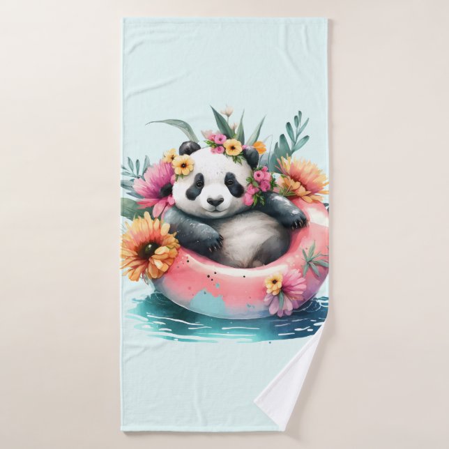 Cuto Panda Chilling en un tubo interno (Toalla de baño)
