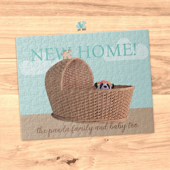 Cuto panda oso nuevo hogar rompecabezas rompecabez (A fun puzzle to treat your new neighbors to. Just add their names!)