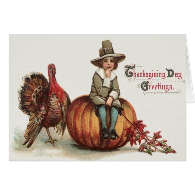 Cuto peregrino calabaza Turquía hojas de otoño (Anverso (Horizontal))
