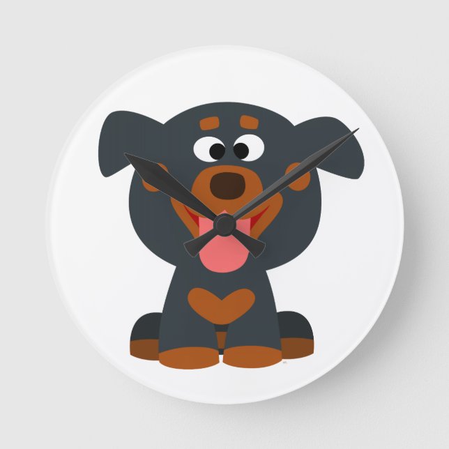 Cuto Personalizado bebé Rottweiler reloj de pared (Anverso)