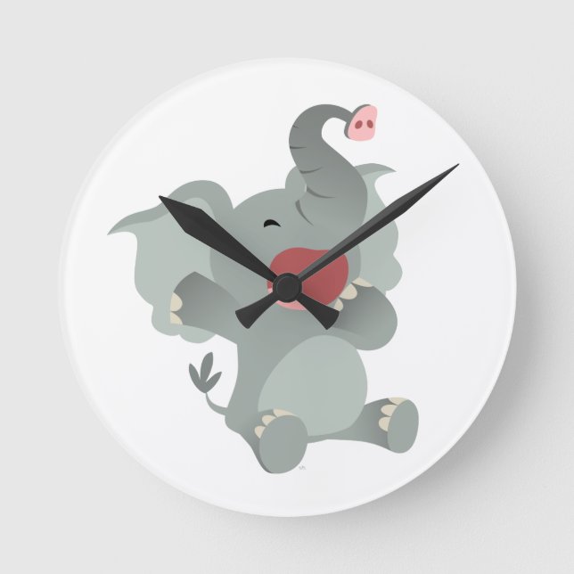 Cuto Personalizado Sleepe Elephant reloj de pared (Anverso)